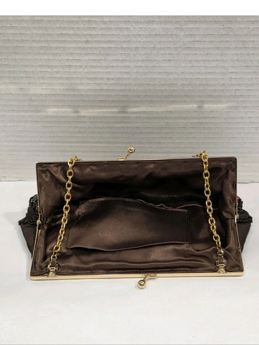 Vintage 90s Y2k Floral Beaded Clutch Handbag - Picture 4 of 8